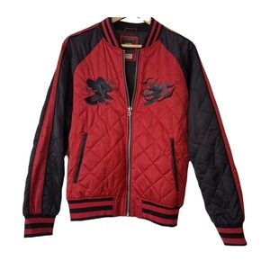Superdry Jacket M Dragon Eagle red Quilted Bomber Coat men's Size Medium